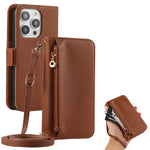 Crossbody Leather Wallet Phone Case with Card Holder for iPhone 16 Series