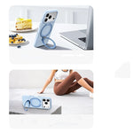 Matte Liquid Silicone Magnetic Case with Rotating Ring Holder for iPhone 17 Series