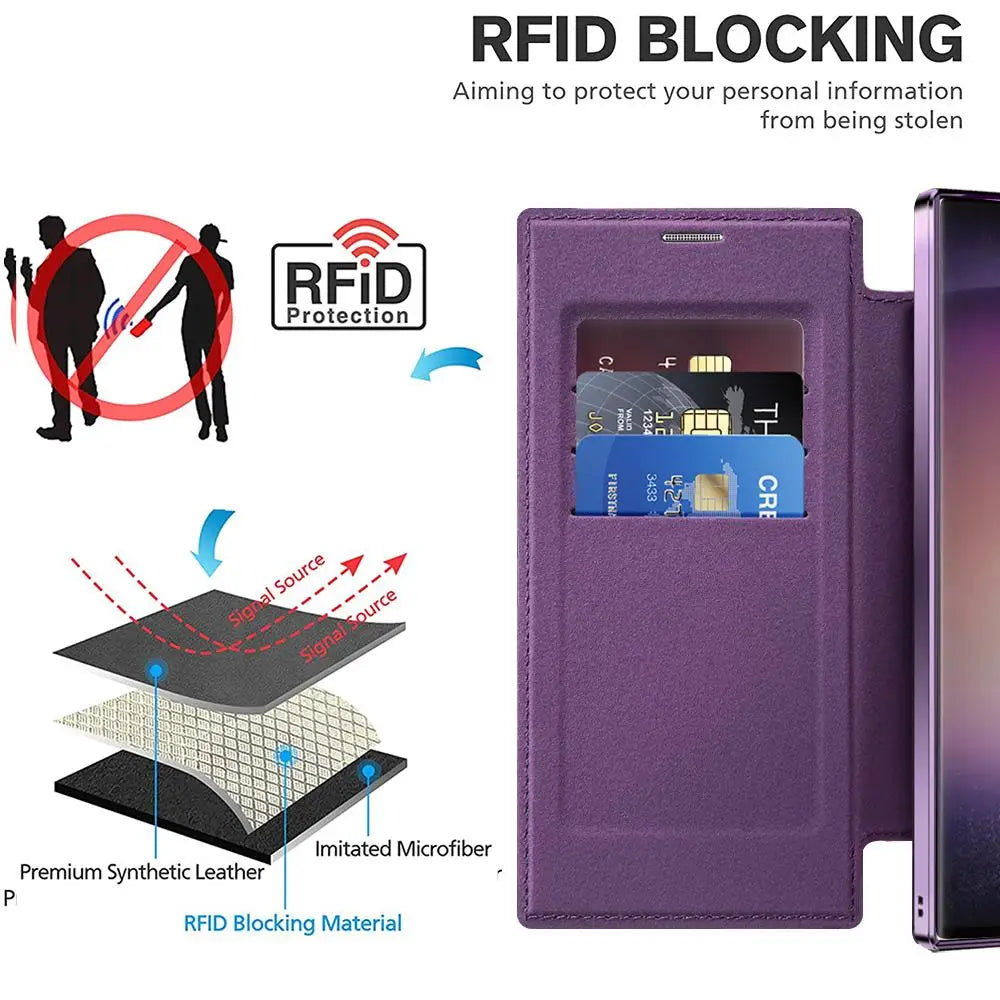 Protective Flip Magnetic Leather Case for Samsung Galaxy S24 Ultra