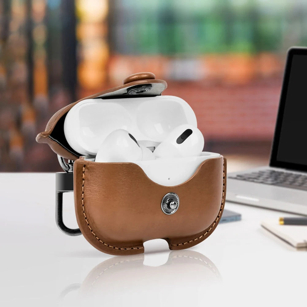 Premium Protective Leather Case with Keychain for AirPods 4