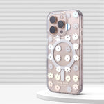 Transparent Laser-Cut Floral MagSafe Case with Raised Lens Ring for iPhone 16 Series