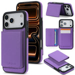 Luxury MagSafe Leather Case with Removable Multi Card Holder for iPhone 17 Series