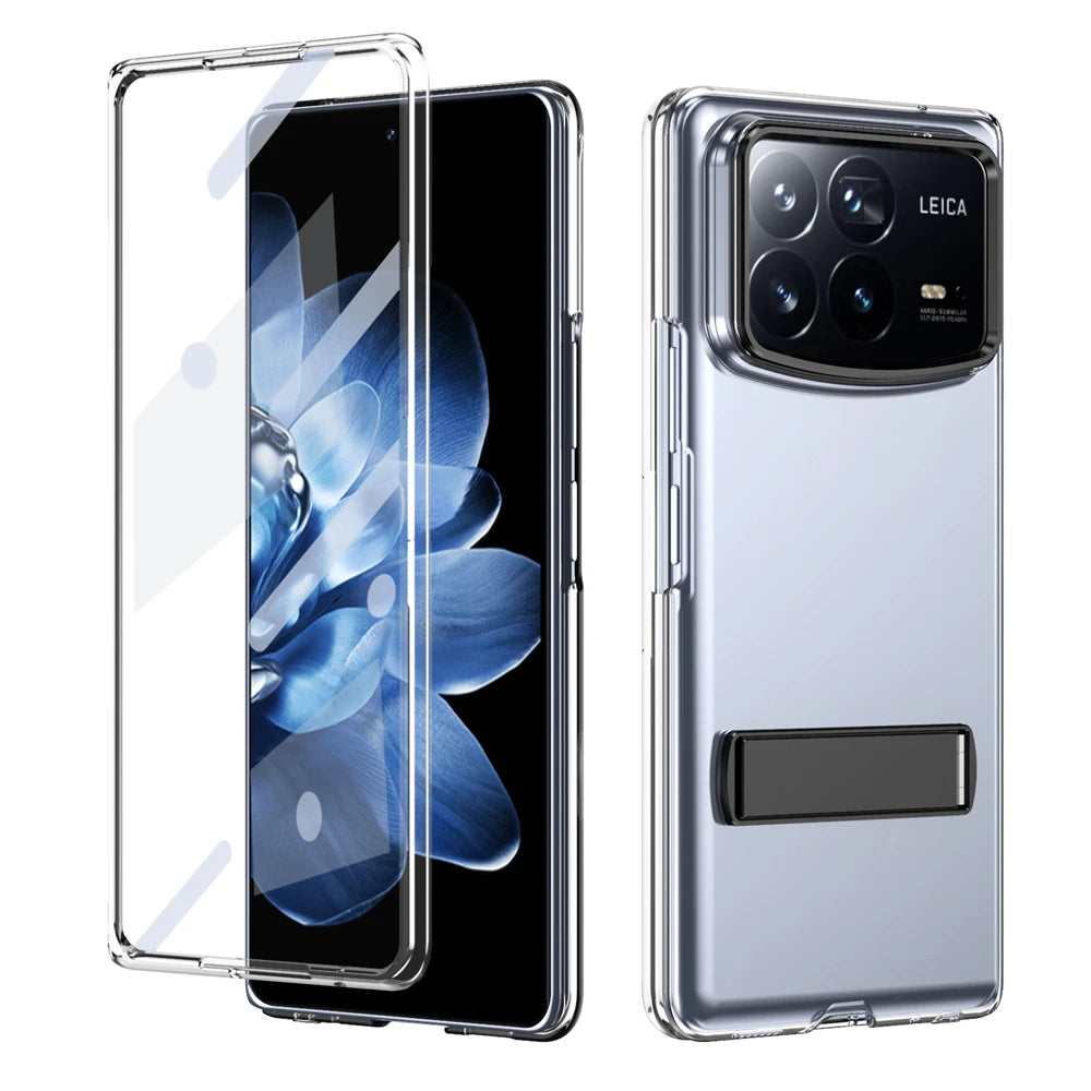 Hard PC Transparent Case with Kickstand & Glass Screen Protector for Xiaomi MIX Fold 4