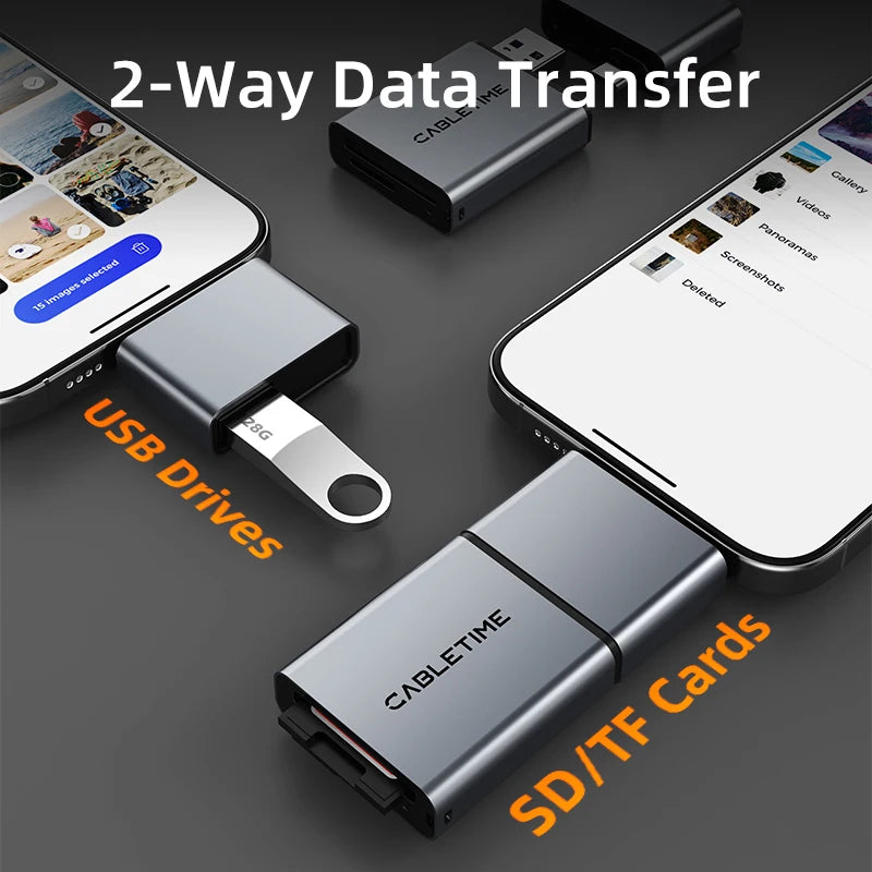 CABLETIME USB 3.0 3-in-1 Card Reader