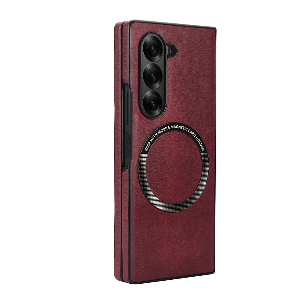 Samsung Galaxy Z Fold 7 Leather Bumper Magnetic Case