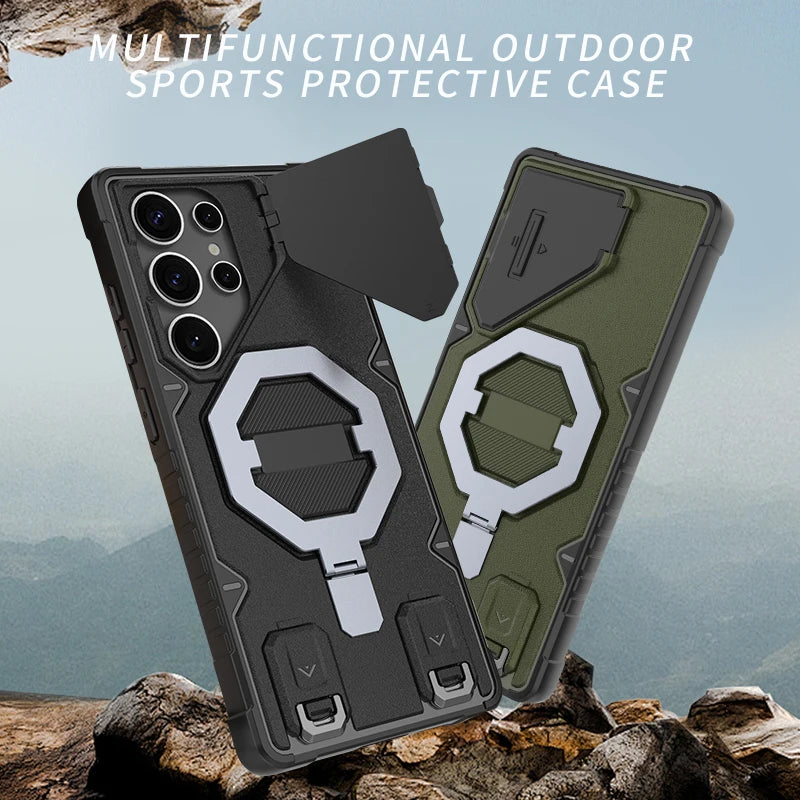 Modern Hybrid Armor Case with Privacy Lens Shield & Multi-Stand for Samsung Galaxy S26 Series