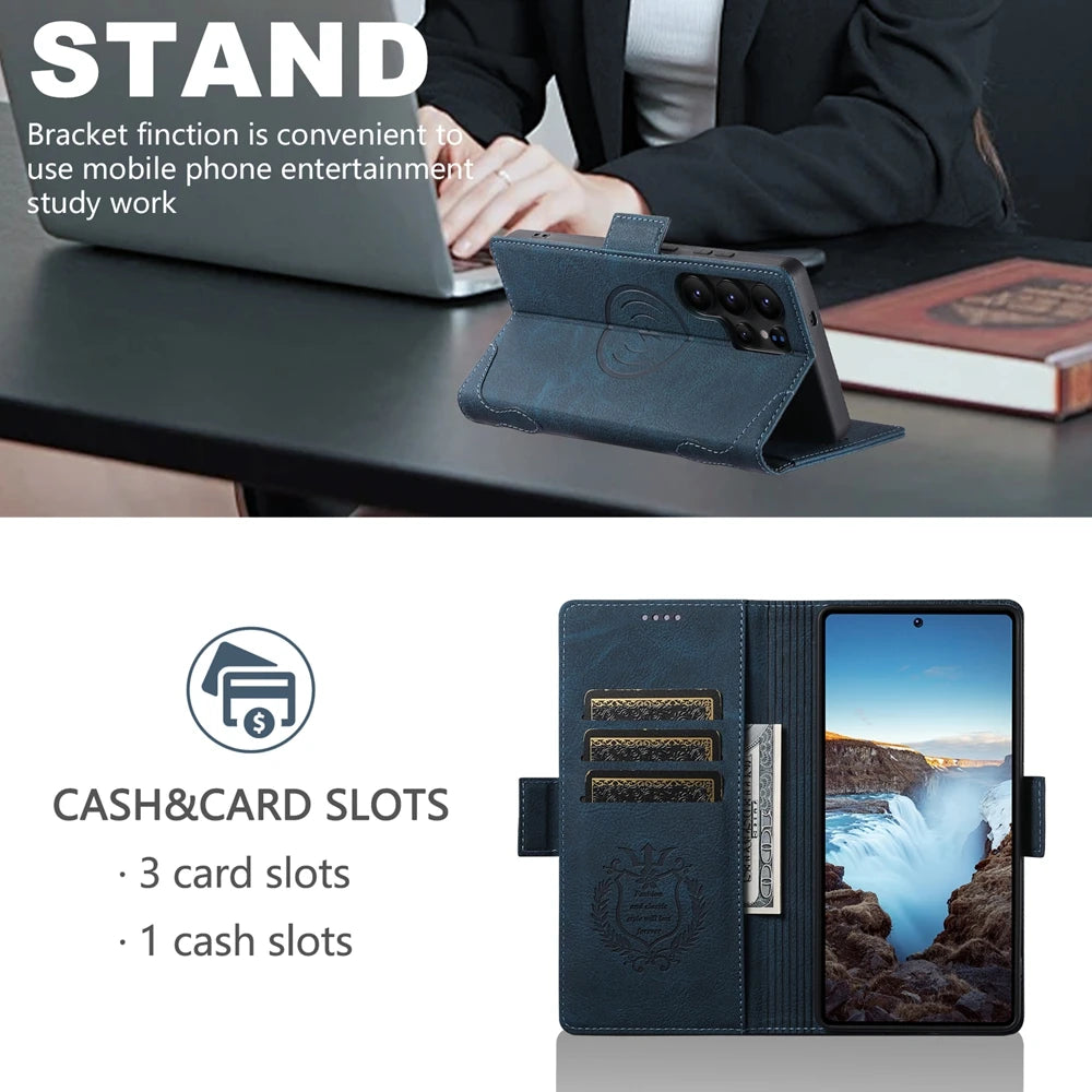 Samsung Galaxy S25 Ultra PU Leather Magnetic Flip Wallet Case