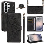Embossed Mandala Crossbody Leather Wallet Case for Samsung S26 Series