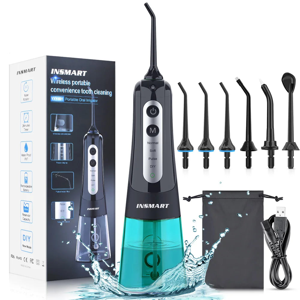 INSMART Portable Oral Irrigator with 300ML Water Tank for Deep Clean