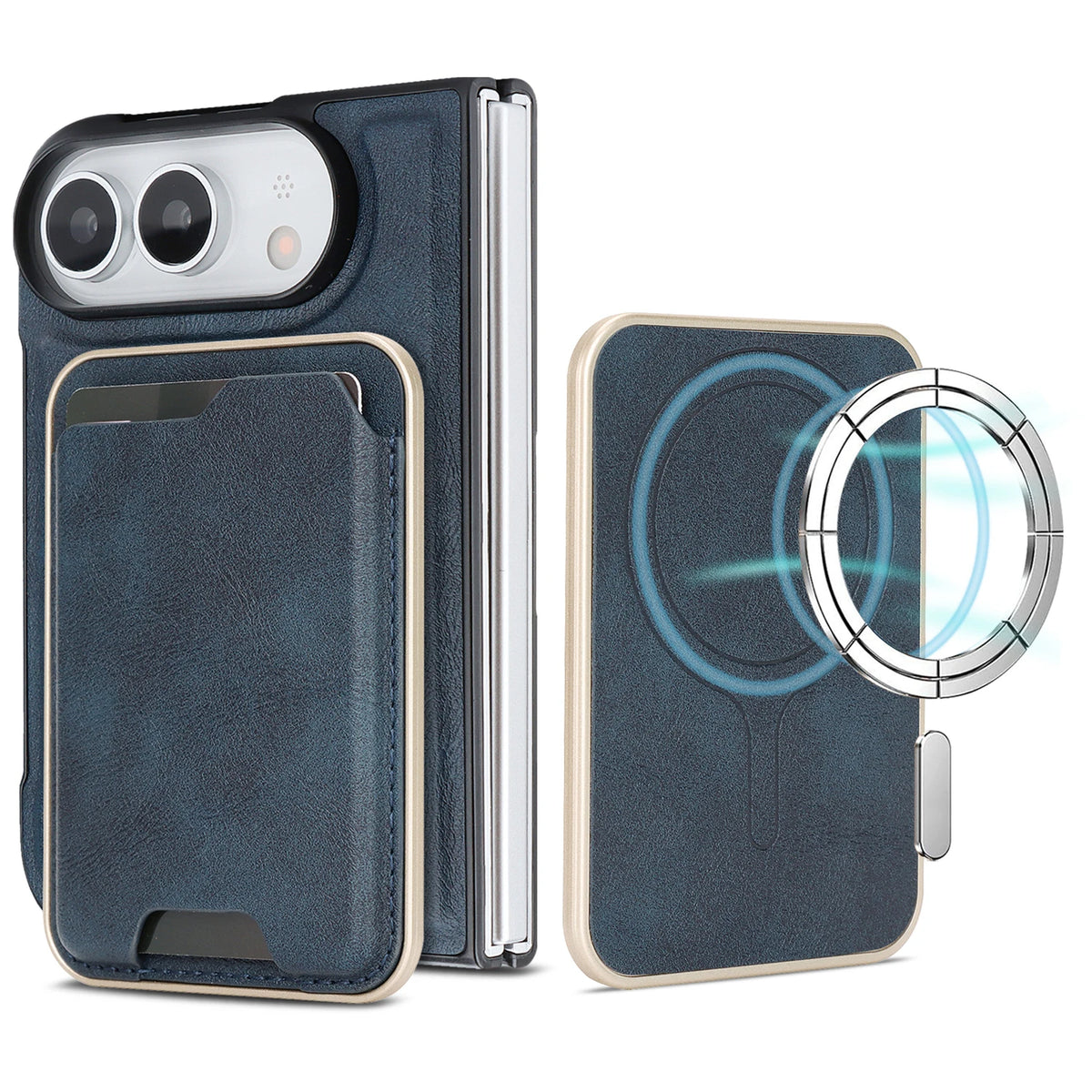Shockproof Leather MagSafe Case with Detachable Card Holder for iPhone Duo