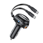 ACEFAST 53W Dual Port Car Charger with Retractable USB-C Cables