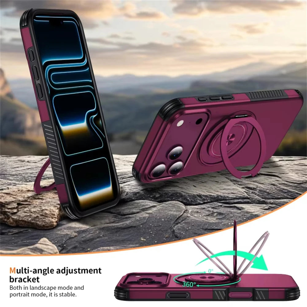 Shockproof Case with 360° Rotating Ring Stand for iPhone 18 Series