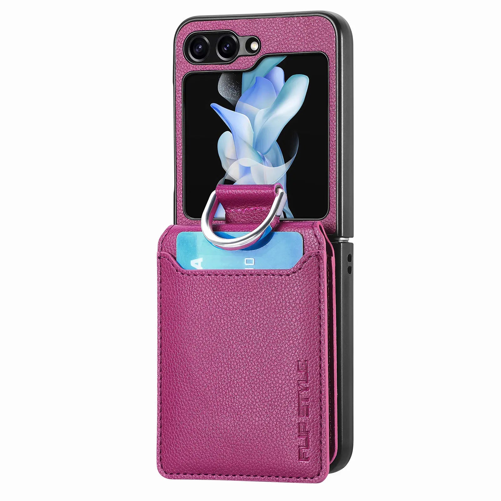 Luxury PU Leather Wallet Case with Ring for Samsung Galaxy Z Flip 5