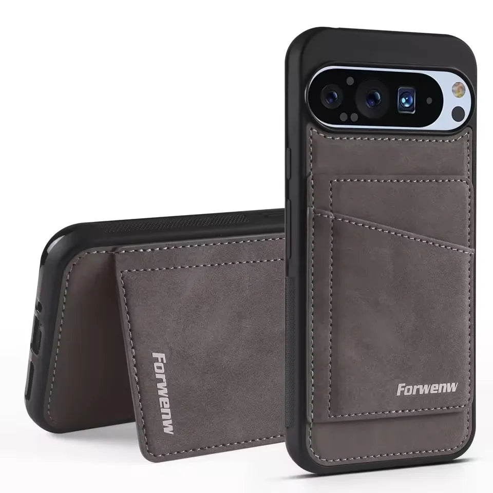 Google Pixel 9 Series Protective PU Leather Case with Card Slot