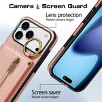 Multi-Functional Crossbody Leather Wallet Case with Ring Holder & Zipper for iPhone 17 Series