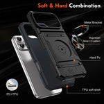 iPhone 17 Series Armor Protective Magnetic Case with Metal Ring Stand & Card Holder Back