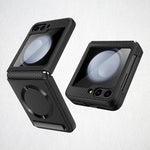 Samsung Gakaxy Z Flip 5 Magnetic Leather Case with Glass Film & Hinge Guard