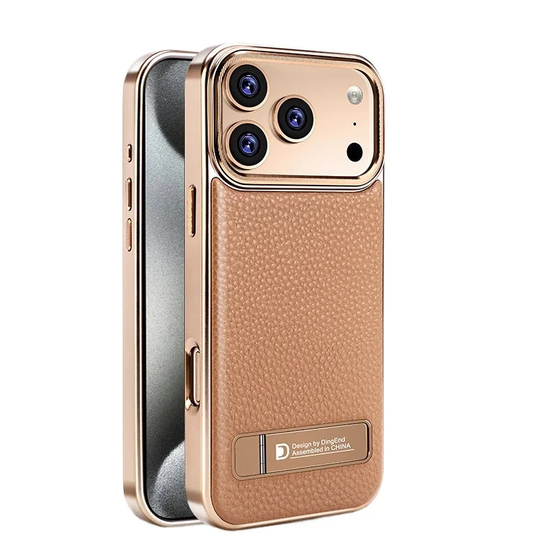 iPhone 17 Series Protective Leather Case with Electroplated Lens Guard