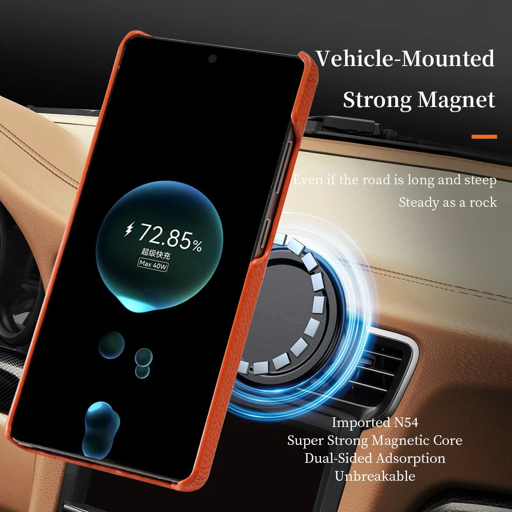 Luxury Cowhide Leather Magnetic Case for Samsung Galaxy S25 Series