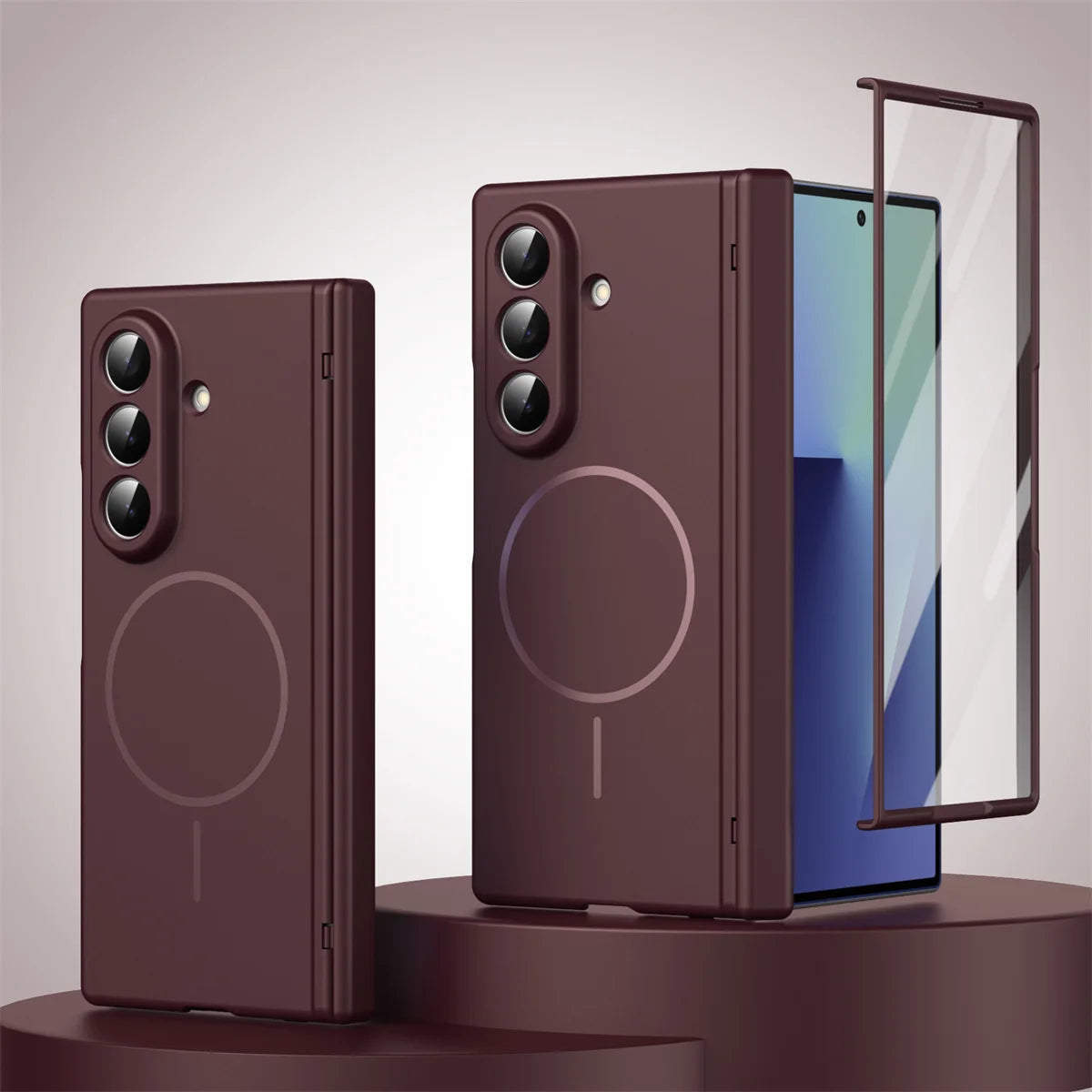 Durable Magnetic Frosted Case with Hinge Protection for Samsung Galaxy Z Fold 6