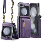 Crossbody Leather Wallet Case with Card Slot & Zipper for Samsung Galaxy Z Flip 6