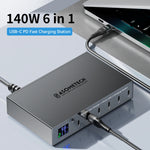 ASOMETECH 140W 6-Port USB-C PD Fast Charging Station