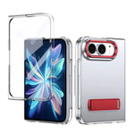 Transparent Kickstand Case with Tempered Glass Screen Protector for iPhone Duo