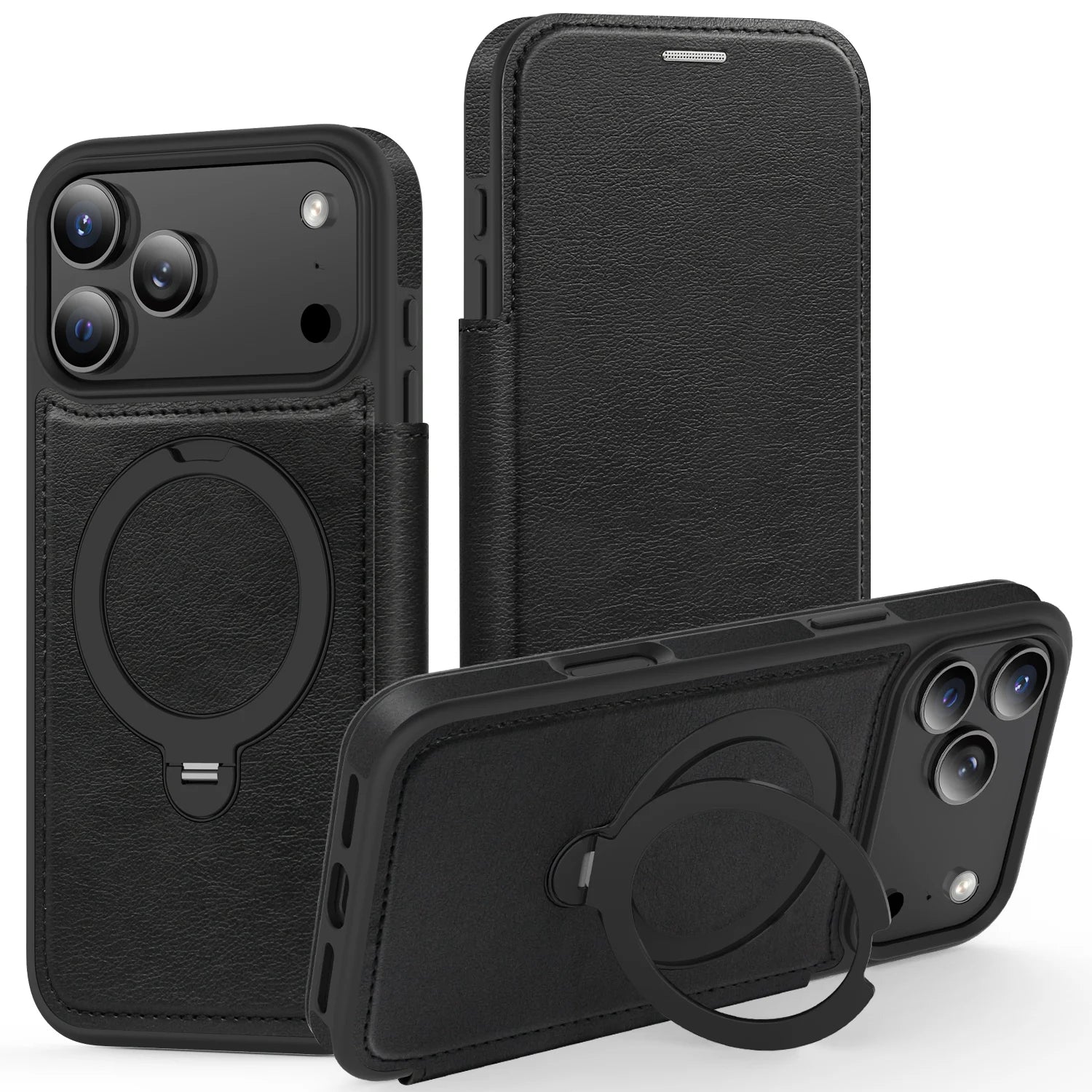 MagSafe Compatible Leather Flip Case for iPhone 17 Series