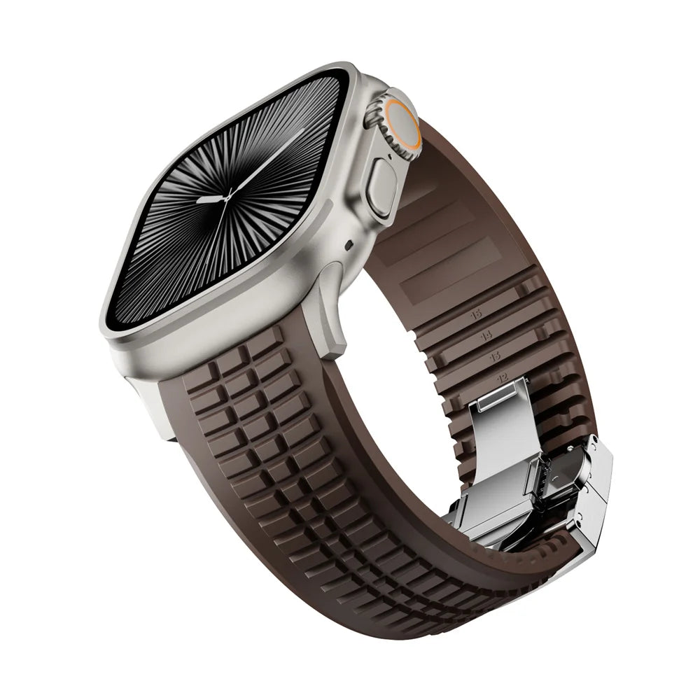 Soft Silicone Apple Watch Band with Elegant Butterfly Clasp