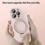 iPhone 17 Series Silicone MagSafe Case with Rotating Ring Holder Stand