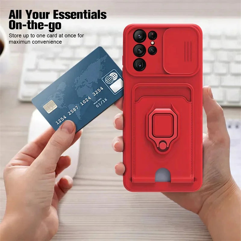 Samsung Galaxy S25 Series Magnetic Phone Case with Camera Cover & Card Slot