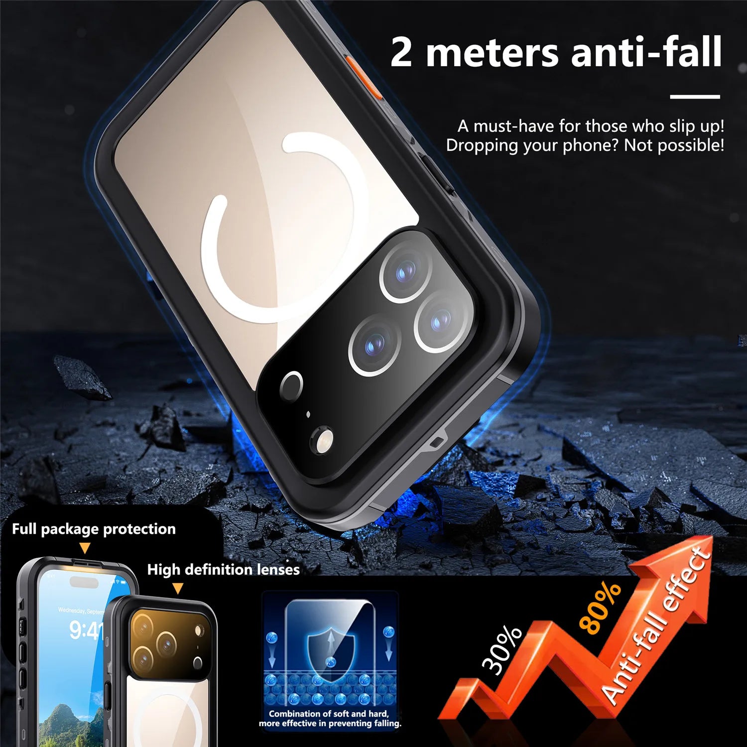 Full-Sealed Diving IP68 Waterproof MagSafe Case for iPhone 17 Series