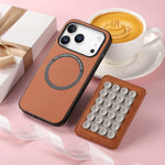 2-in-1 Detachable Fiber Texture MagSafe Leather Case with Card Holder & Suction Cup for iPhone 17 Series