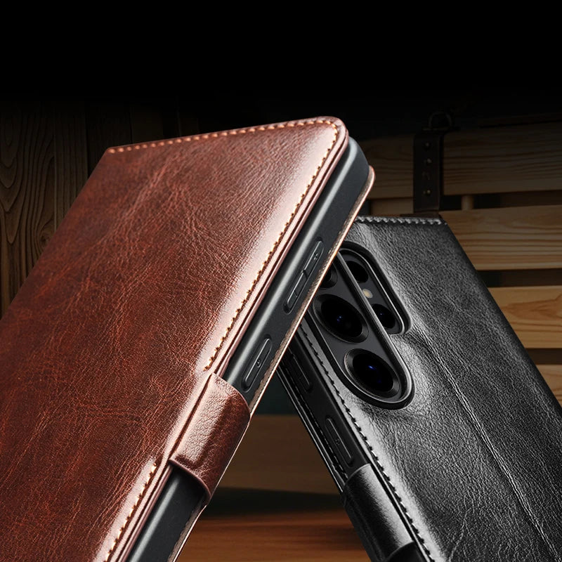 Business Leather Flip Phone Case With Card Slots for Samsung Galaxy S26 Series