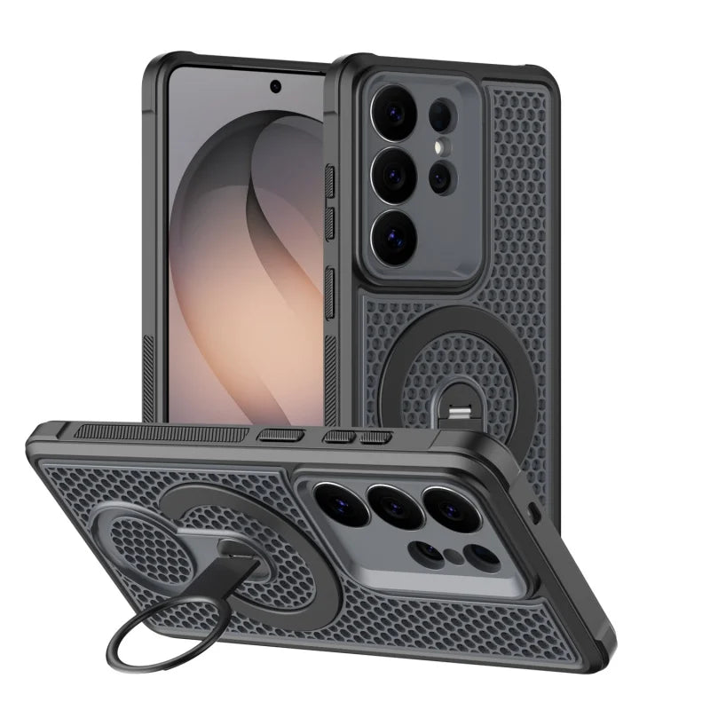 Heat Dissipation Magnetic Case with Adjustable Kickstand for Samsung Galaxy S26 Series