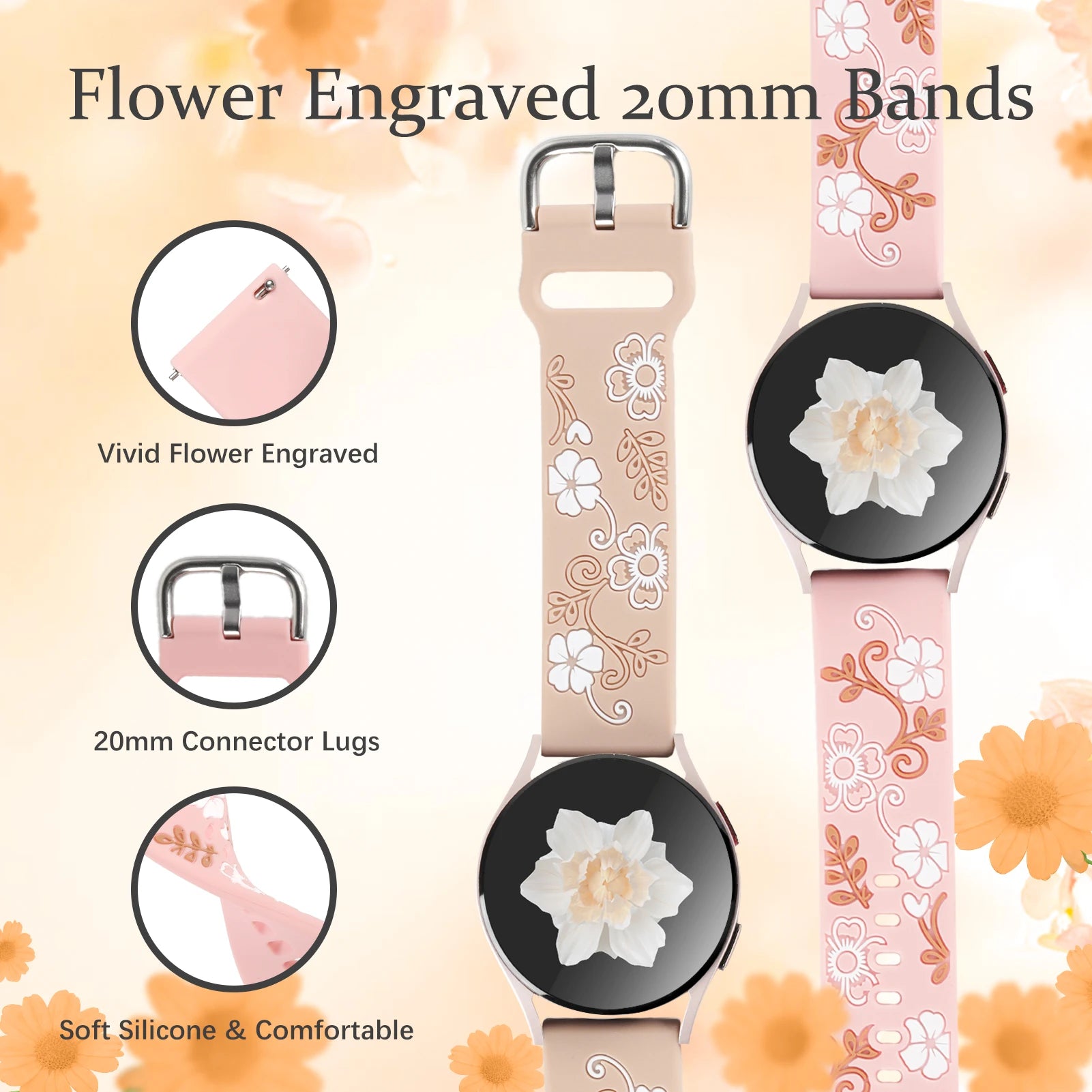 Comfortable Engraved Silicone Sport Strap for Samsung Galaxy Watch 7