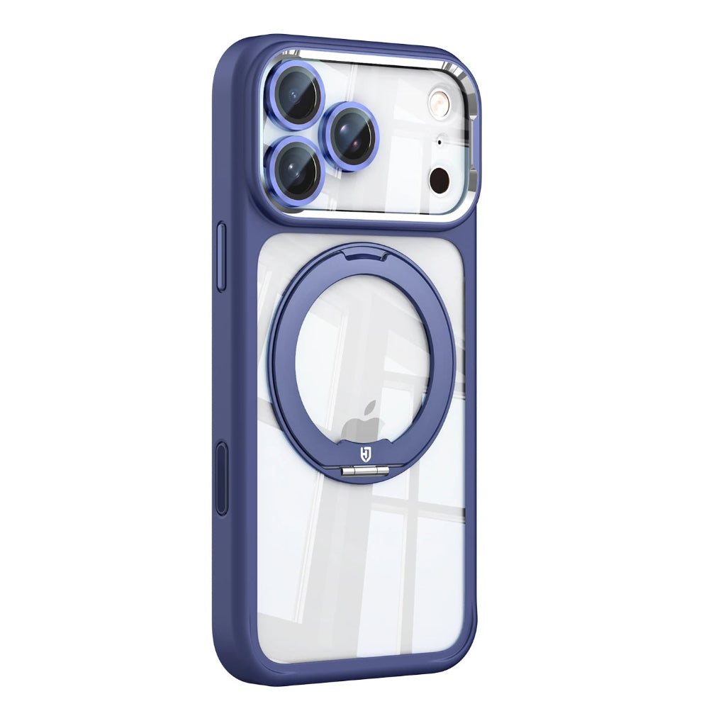 Clear MagSafe Case with Rotating Ring Stand and Removable Camera Protector for iPhone 17 Series