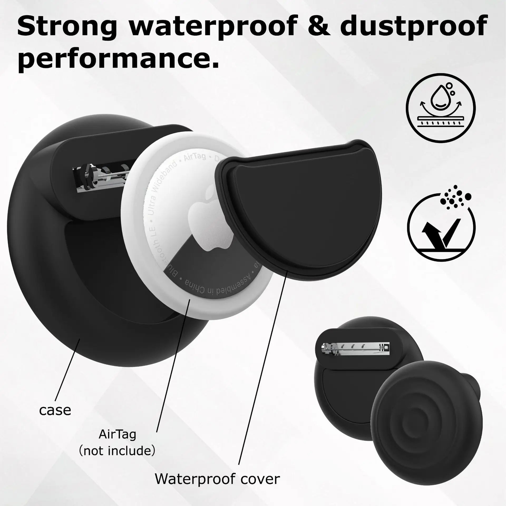 Silicone Waterproof Anti-Scratch Brooch Pin Tracker Holder for AirTag