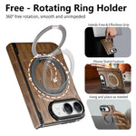Crocodile-Pattern Leather MagSafe Case with 360° Rotating Ring Stand for iPhone Duo