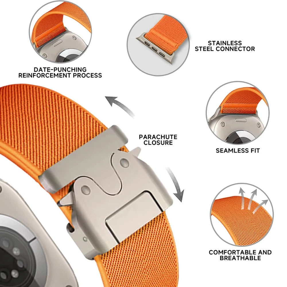 Soft Nylon Sports Band for Apple Watch with Metal Buckle