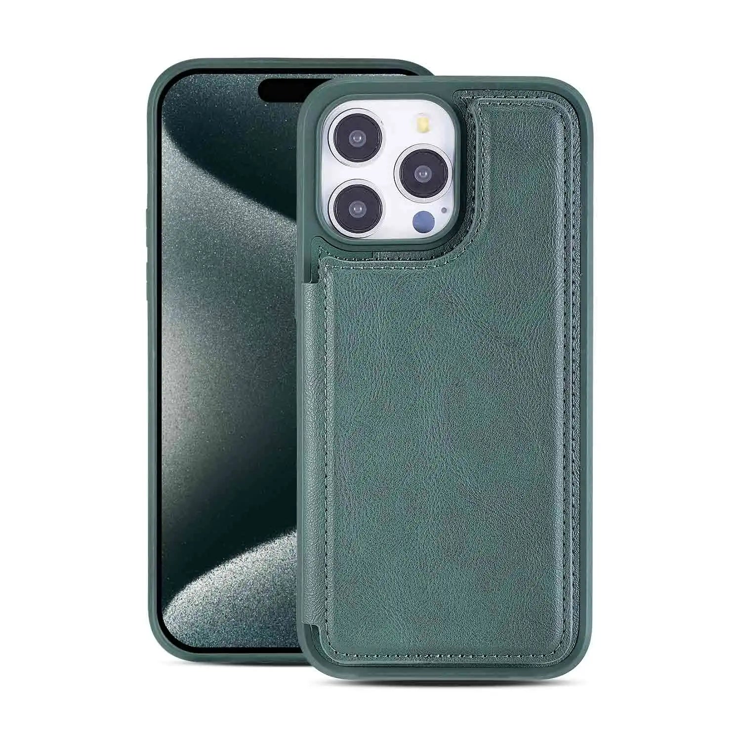 Shockproof Slim Case with Card Slot & Stand for iPhone 15 Series