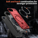 iPhone 16e Magnetic Hard PC + Soft TPU Case & Rotatable Ring Stand