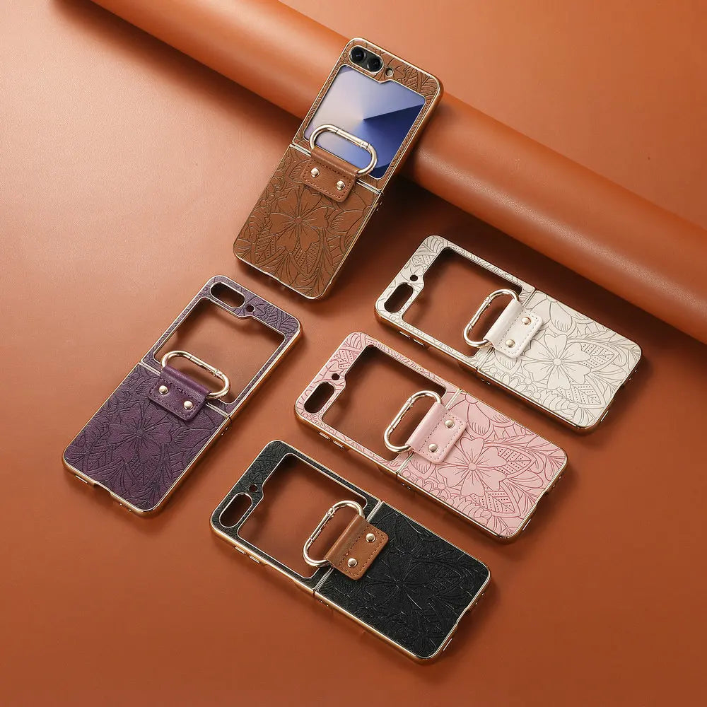 Embossed Leather Protective Case for Samsung Galaxy Z Flip 5