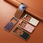 Embossed Leather Protective Case with Ring Stand for Samsung Galaxy Z Flip 6