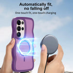 Luxury Wavy Frame Matte Translucent Magnetic Case for Samsung Galaxy S24 Series