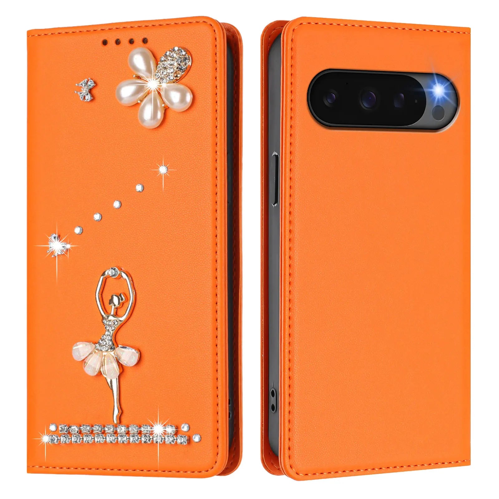 Cute Diamond Wallet Flip Case with Card Slot and Stand for Google Pixel 9 Series