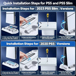 PlayStation 5 & PS5 Slim Cooling Bracket with Dual Controller Charging Station