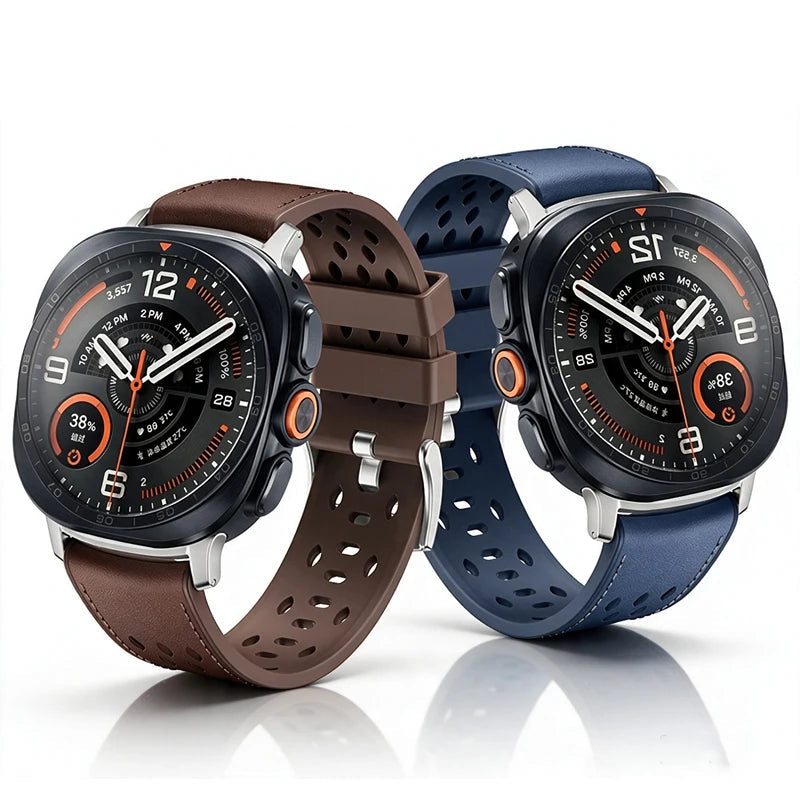 Breathable Perforated Leather Watch Band for Samsung Galaxy Watch 9