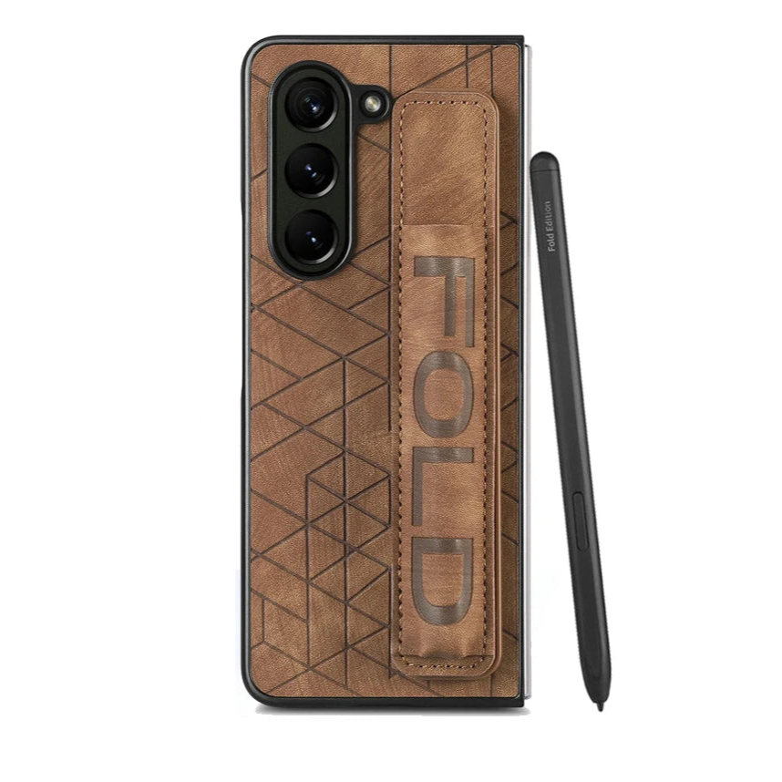 Elegant Leather Case for Samsung Galaxy Z Fold 6 with Wrist Strap & Pen Slot