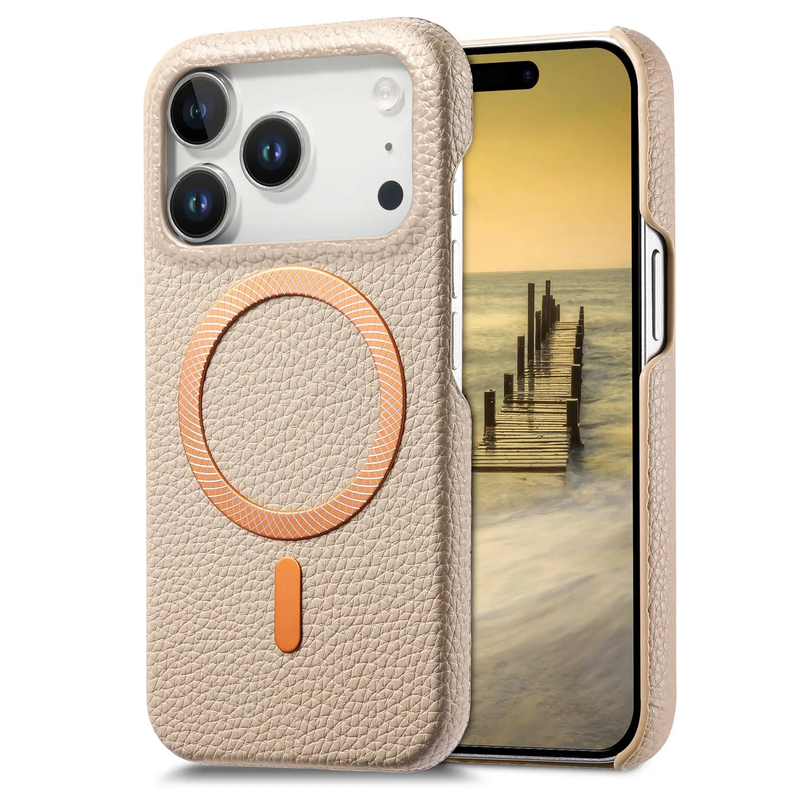 Business Lychee Grain Leather MagSafe Case for iPhone 17 Series